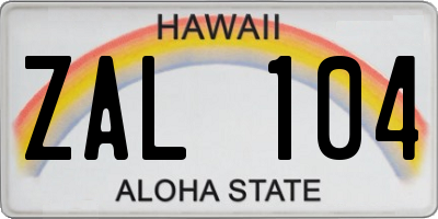 HI license plate ZAL104