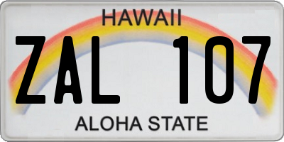 HI license plate ZAL107