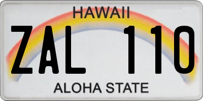 HI license plate ZAL110