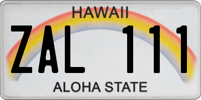 HI license plate ZAL111