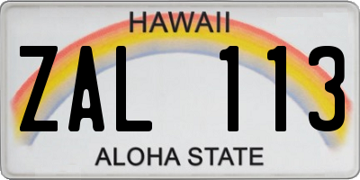 HI license plate ZAL113