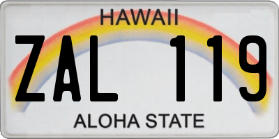 HI license plate ZAL119