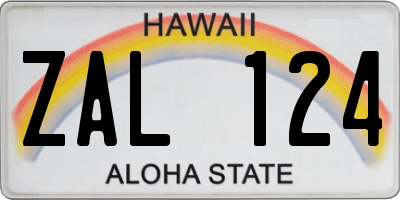 HI license plate ZAL124