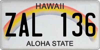 HI license plate ZAL136