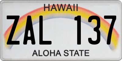 HI license plate ZAL137