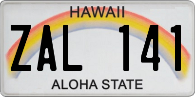 HI license plate ZAL141