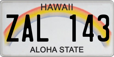 HI license plate ZAL143
