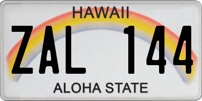 HI license plate ZAL144