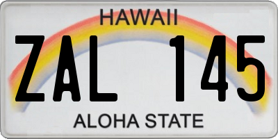 HI license plate ZAL145