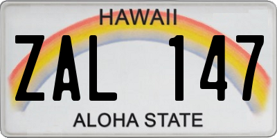 HI license plate ZAL147