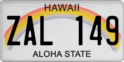 HI license plate ZAL149