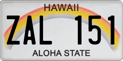 HI license plate ZAL151
