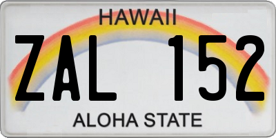 HI license plate ZAL152