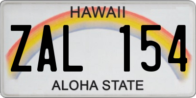 HI license plate ZAL154