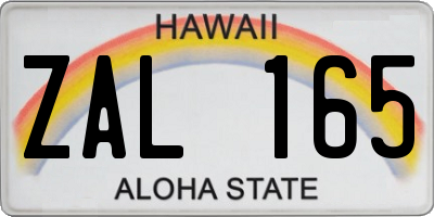 HI license plate ZAL165