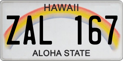 HI license plate ZAL167