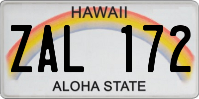 HI license plate ZAL172