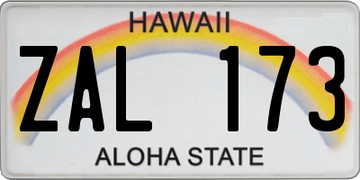 HI license plate ZAL173