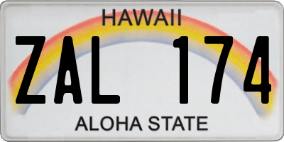 HI license plate ZAL174
