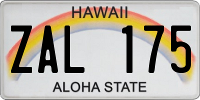 HI license plate ZAL175
