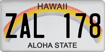 HI license plate ZAL178