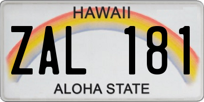 HI license plate ZAL181