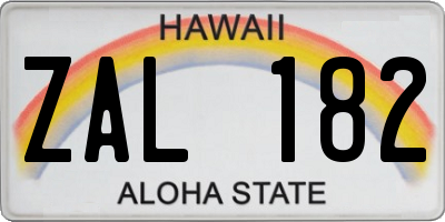 HI license plate ZAL182