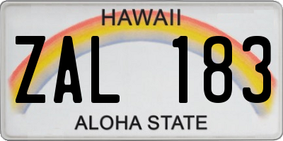 HI license plate ZAL183