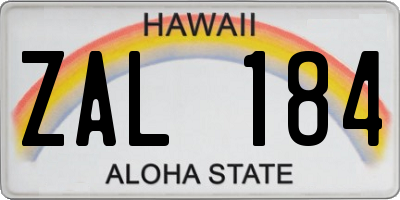 HI license plate ZAL184