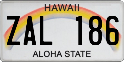 HI license plate ZAL186