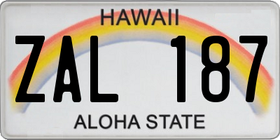 HI license plate ZAL187