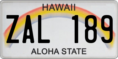 HI license plate ZAL189