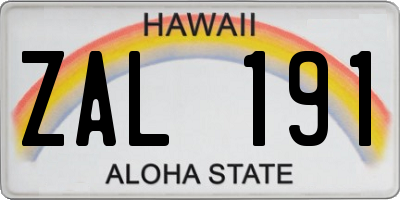 HI license plate ZAL191