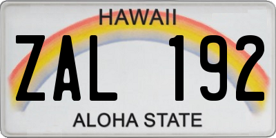 HI license plate ZAL192