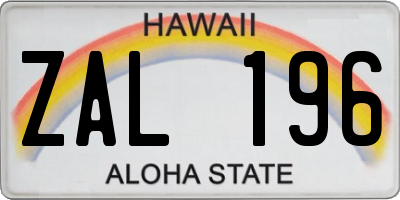 HI license plate ZAL196