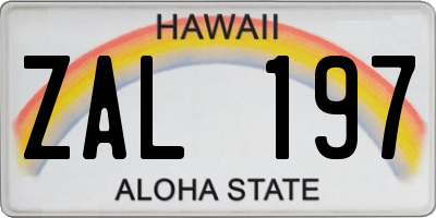 HI license plate ZAL197