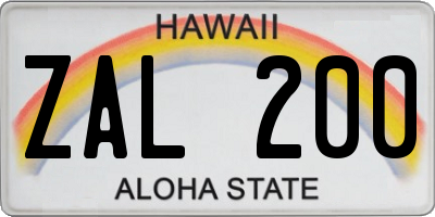 HI license plate ZAL200