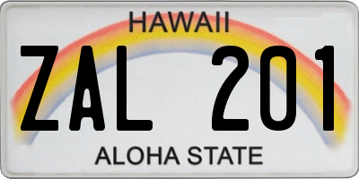 HI license plate ZAL201