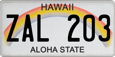HI license plate ZAL203