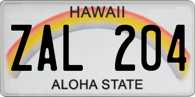 HI license plate ZAL204