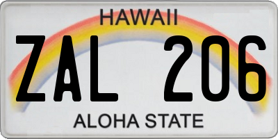 HI license plate ZAL206