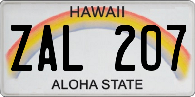 HI license plate ZAL207