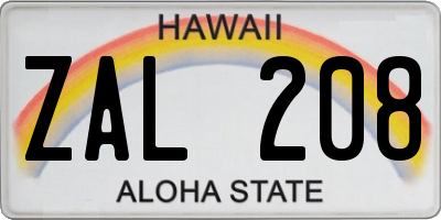 HI license plate ZAL208