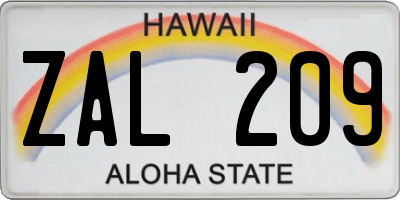 HI license plate ZAL209
