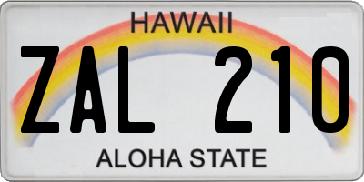 HI license plate ZAL210