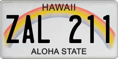HI license plate ZAL211