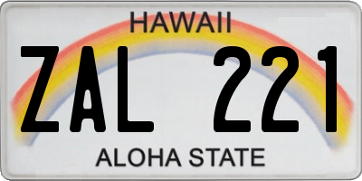 HI license plate ZAL221