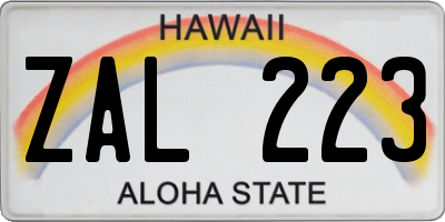 HI license plate ZAL223