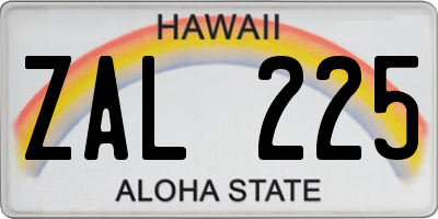 HI license plate ZAL225