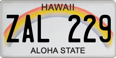 HI license plate ZAL229